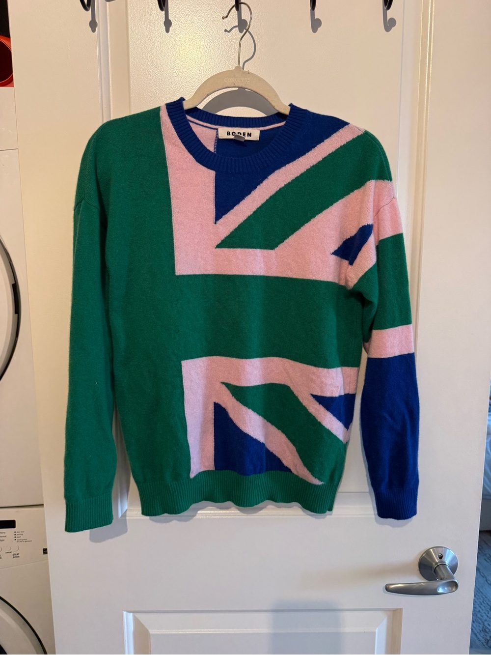 Boden Colorblock Knit Sweater in Blue, Pink & Green - Picture 2 of 5